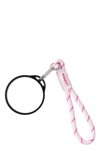 Wrist Cord - Black Mug Ring - Cherry Pink