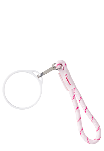 Wrist Cord - White Mug Ring - Cherry Pink