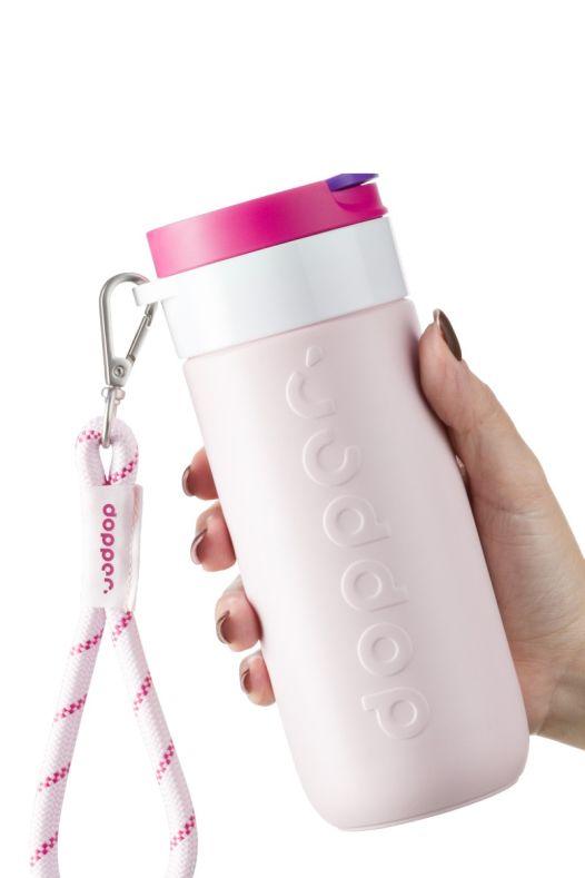 Wrist Cord - White Mug Ring - Cherry Pink