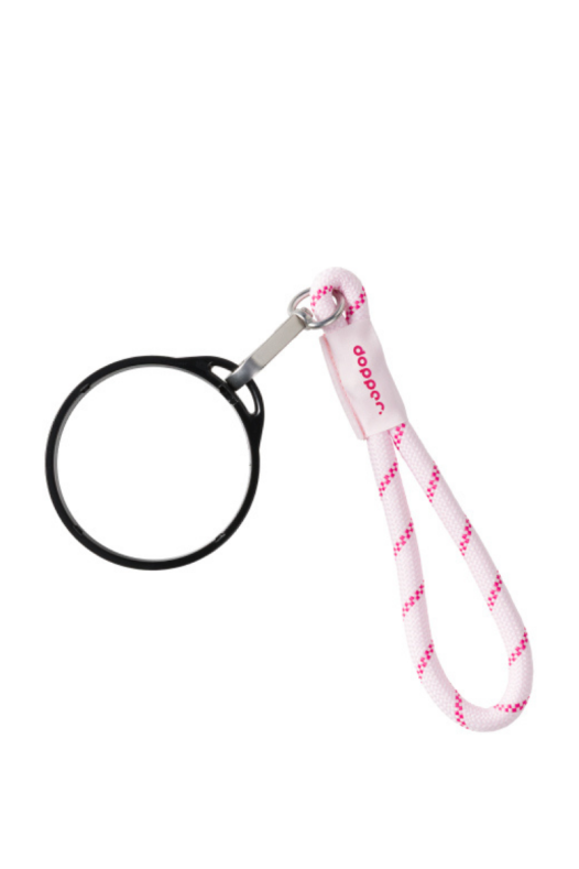 Wrist Cord - Black Mug Ring - Cherry Pink